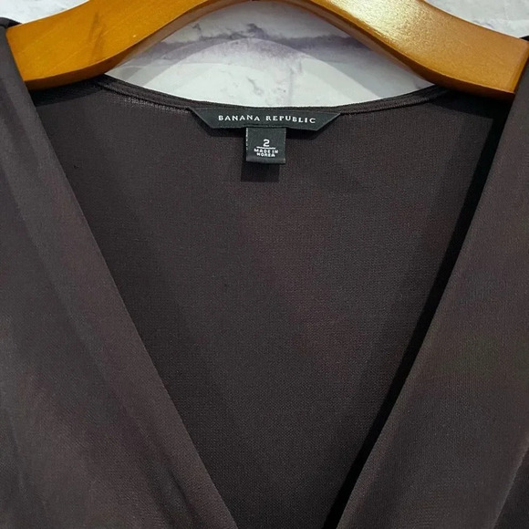 Banana Republic Sleeveless Dress Brown w/Silver Metal Keyhole Ring Size 2 - Picture 5 of 9